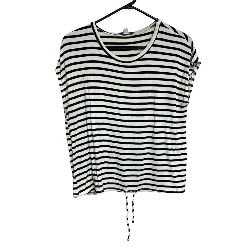 Green Envelope Los Angeles Black and White Striped Tee Size Large